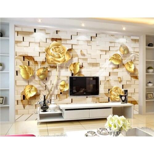 3d wall murals wallpaper wall Gold Relief rose window mural wallpaper Home Decoration window mural wallpaper
