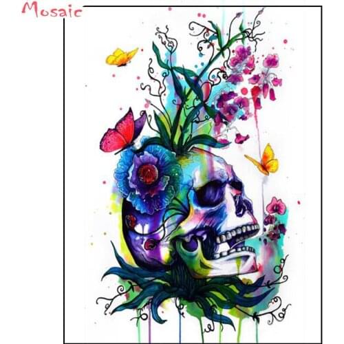 DIY 5D Skull on the roses Diamond Painting Cross Stitch Kits Diamond Embroidery Diamond 2019 new arrival Home Decoration