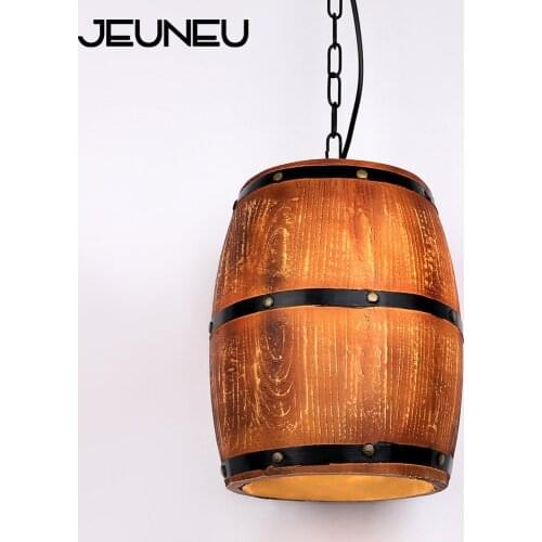 American Retro Resin Wine Barrel Translucent E26/E27 Lighting Pendant Lamp Cafe Restaurant Bedroom Bar Decoration Hanging Lights