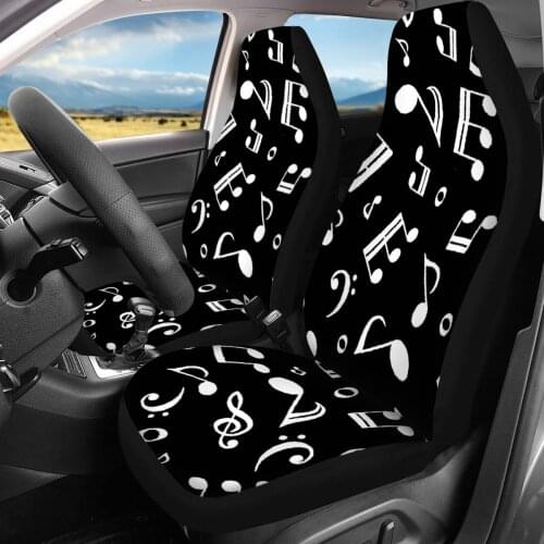 INSTANTARTS Vehicle Seat Protector Music Note Black Car Seat Covers for Women Men Set of 2 Durable Front Seat Cover Accessories