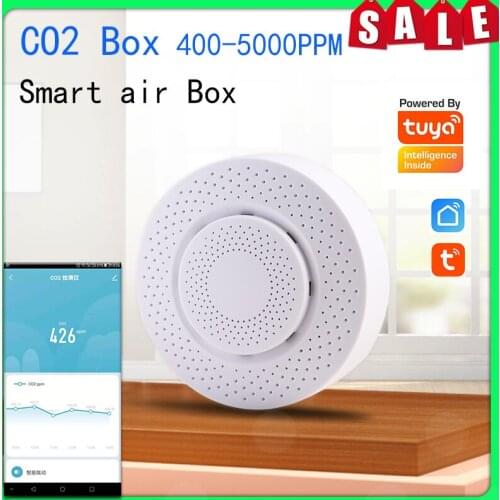 Tuya Digital CO2 Detector 400-5000ppm Carbon Dioxide Sensor Air Monitor Wifi Home Automation Warning Alarm Detector
