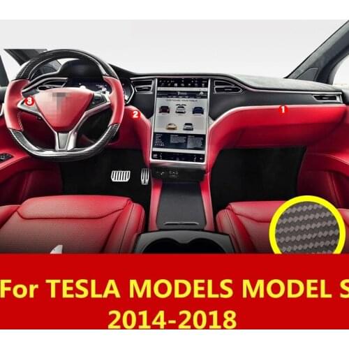 For TESLA MODELS MODEL S 2014-18 Carbon fiber central control panel instrument panel trim strip Interior decoration Accessories