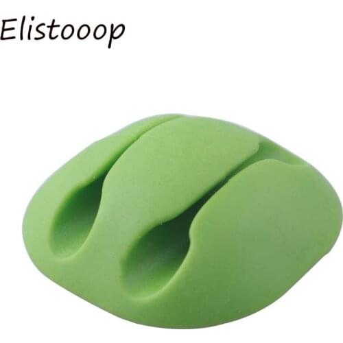 Elistooop 1pcs 2 ports Desktop Cable Clip Cable Winder Wire Organizer Cable Cord Holder Management System Wire Earphone Winder