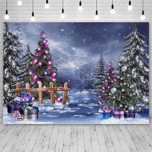 Avezano Backdrops Winter Christmas Tree Gift Bell Snowflake Flower Decoration Banner Photography Backgrounds Photo Studio Props