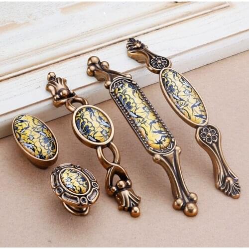 Coffee Ceramic Cupboard Knobs and Handle for Furniture Kitchen Cabinet Drawer Wardrobe Pulls