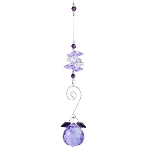 H&D 30mm Chandelier Crystals Ball Prisms Rainbow Octogon Chakra Suncatcher for Gift (Purple)