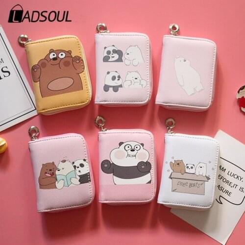 LADSOUL Fashion Short Wallet Zipper Student Cute Cartoon Small Wallet Women Wrist Coin Purse Porte Carte Monedero Mujer Cartera