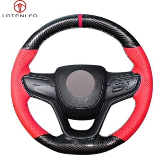 LQTENLEO Carbon Fiber Leather Red Genuine Leather Car Steering Wheel Cover For Buick Excelle XT GT GX 2015-2019 GL6 2018 2019