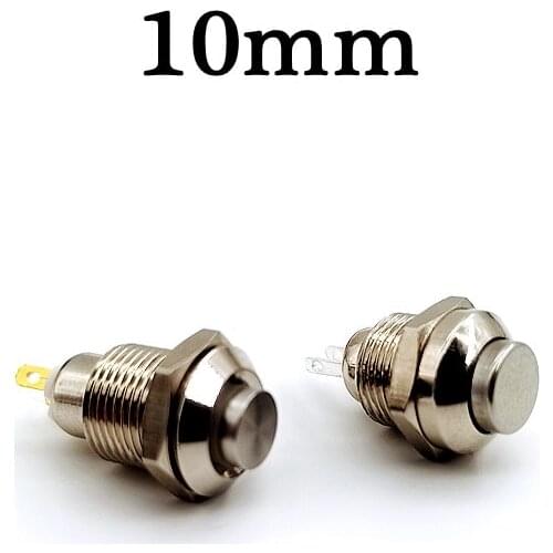 10mm Mini 2pin Panel Hole Metal Button Switch Power Button High Head Self Reset Welding IP67 1no