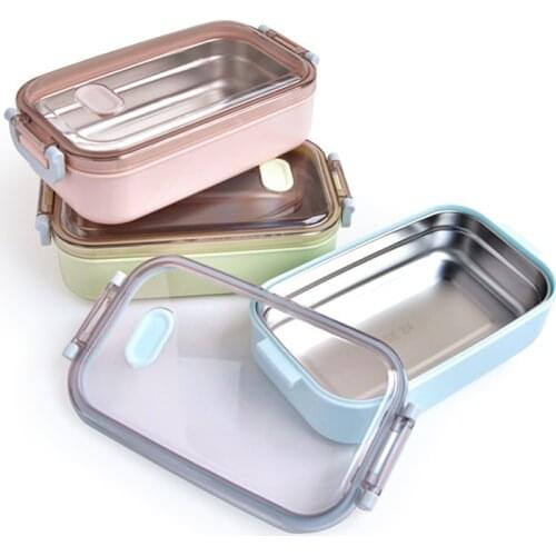 MeyJig Stainless Steel Lunch Box 800ml-capacity Microwave Heating Portable Bento Box Dinner Food Container for Kids Adults