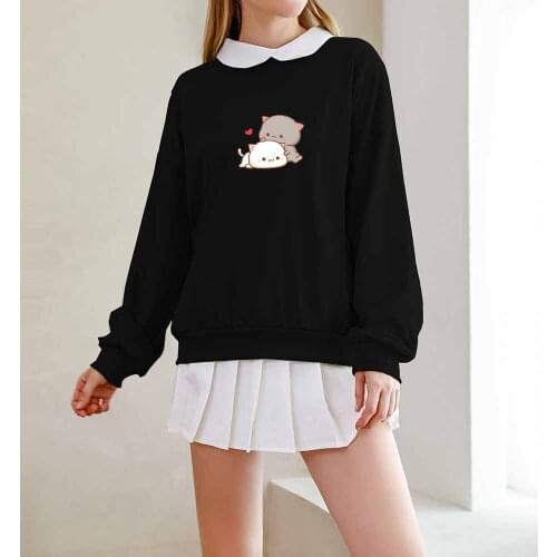 Cartoon Cat Kawaii Sweatshirt Korean Style Women Harajuku Hoodie Graphic Sweatshirt Aesthetic Clothes Streetwear Pullover Top