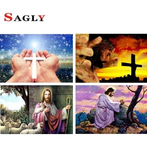 5D DIY Diamond Painting Jesus Cross Religion Christianity Square/Round Diamond Embroidery Cross Stitch Kit Home Decoration Gift