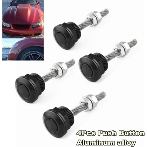 4Pcs 22mm Aluminum Push Button Bonnet Hood Pin Lock Clip Kit Car Quick Release Bumper Latch Universal