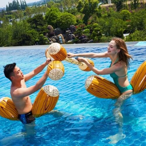 WolFAce Inflatable PVC Water Bump Toy Wood Grain Inflatable Floating Row Adult Children Swimming Ring Batting Stick Water Toys