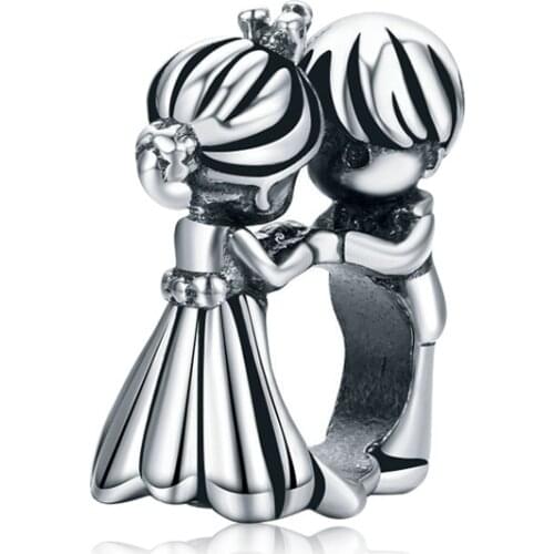 Bride Groom Face to Face Newlywed Couple Beads for Jewelry Making DIY Fit Original Pandora Charms Bracelet Women Mary Lover Gift