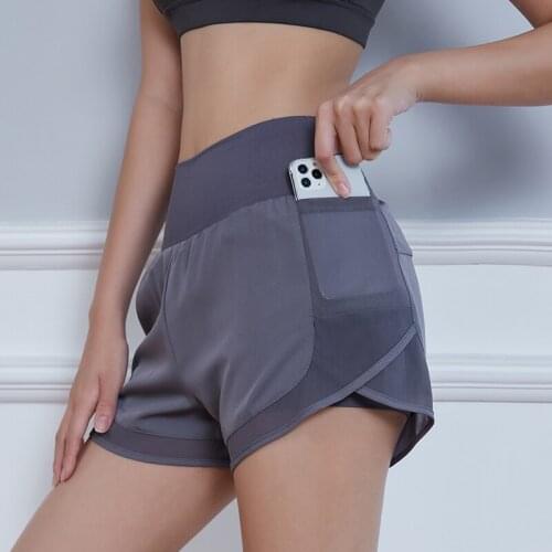 New Sports Gym Yoga Shorts 2 in 1 Women Mesh Pocket Running Workout Shorts Breathable Fitness Training Jogging Shorts With Liner