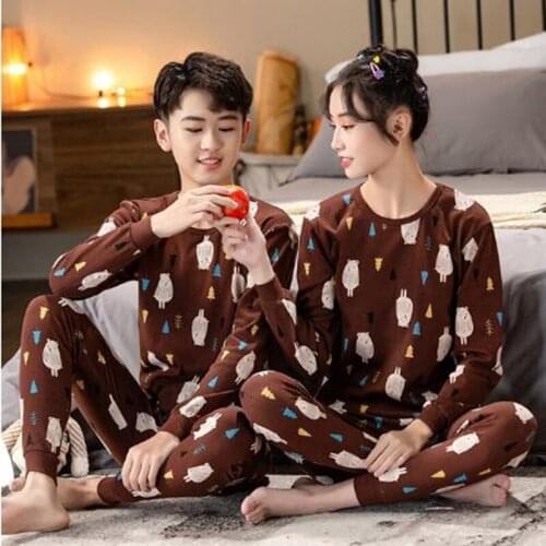 New Kids Boys Sleepwear Teenages Pajama Sets Animal Childrens Pyjamas Winter Girls Cotton Suits Nightwear Pijamas For 9-19T