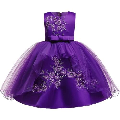 Hetiso Baby Girls Dresses Princess Birthday Party Kids Clothes Embroide Flower Sleeveless Wedding Dress Ball Gown For 1-7 Years