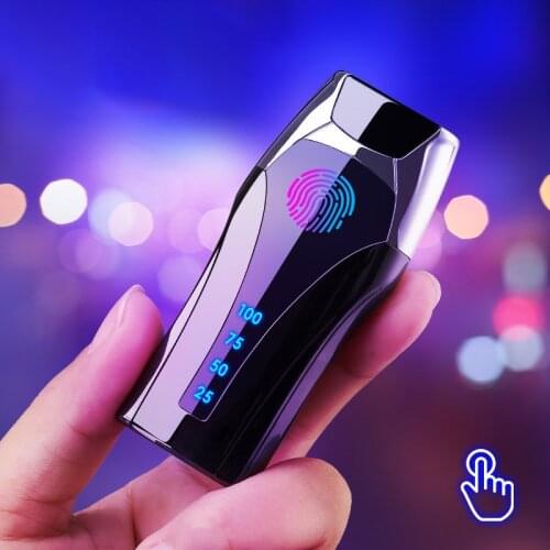 New LED Power Display Touch Sensing Double Arc Lighter Rechargeable USB Lighter Portable Windproof Cigarette Lighter Gift Men