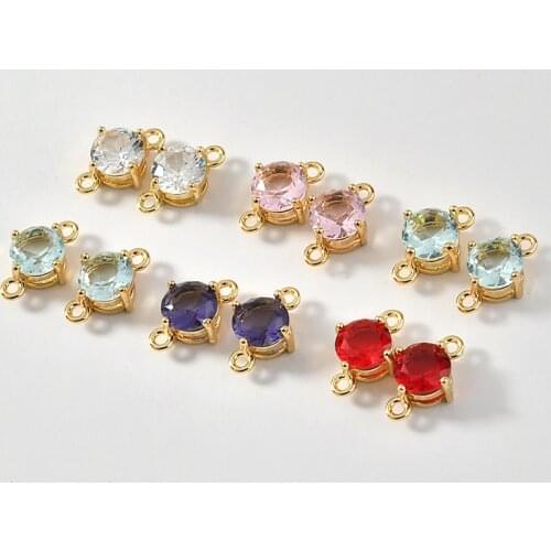 Spring Copper Covered Edge Circle Double Hanging Crystal Zircon Pendant DIY Earrings Necklace Bracelets Material Accessories