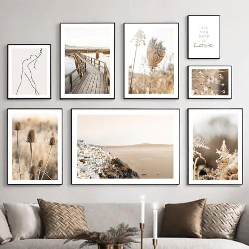 Tourism City Dandelion Reed Bridge Line Wall Art Canvas Painting Nordic Posters And Prints Wall Pictures For Living Room Decor