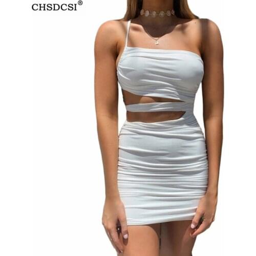 CHSDCSI Backless Sexy Bodycon Mini Dress 2021 Summer Women Strapless Lace Up Fashion Club Sleeveless Clothes Hollow Out White