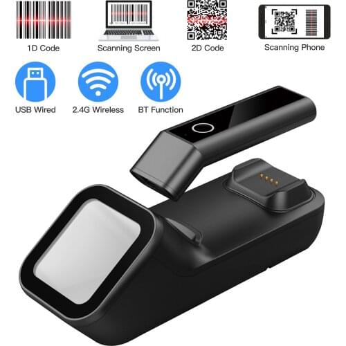 Aibecy 3-in-1 Barcode Scanner Handheld 1D Bar Code Reader Support BT & 2.4G Wireless & USB Wired for Supermarket Warehouse