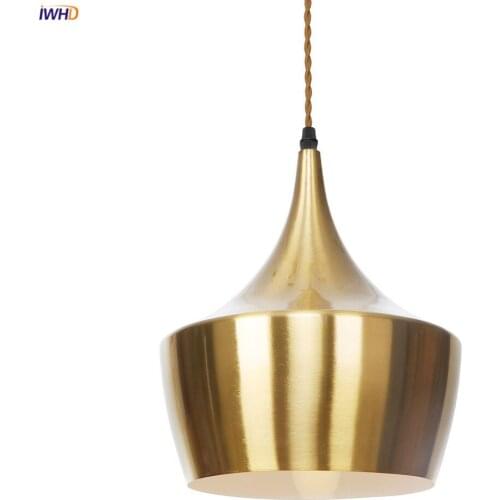 IWHD Plating Gold Modern Pendant Lights Fixtures Dinning Room Bedroom Nordic Lamp LED Hanging Light Lampara Colgante Hanglamp