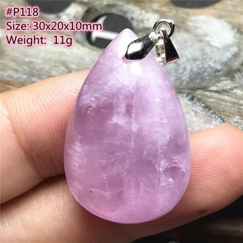 Top Natural Purple Kunzite Stone Pendant Jewelry For Women Man Crystal Healing Silver 30x20x10mm Beads Water Drop Gemstone AAAAA