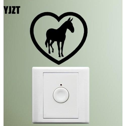 YJZT Love Heart Horse Vinyl Decal Living Room Decor Wall Switch Sticker S19-0218