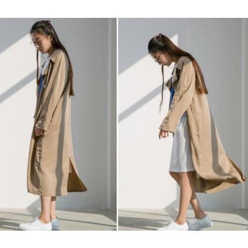 2018 Autumn Woman Classic Long Trench Coat Waterproof Raincoat Business Outerwear Double Breast Trenchcoat