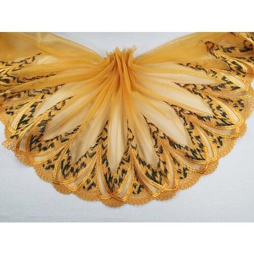 1Meter Embroidery Lace Fabric Trim Ribbon DIY Sewing Accessories Yellow Mesh Tulle Trimmings Guipure Craft Supplies dentelle