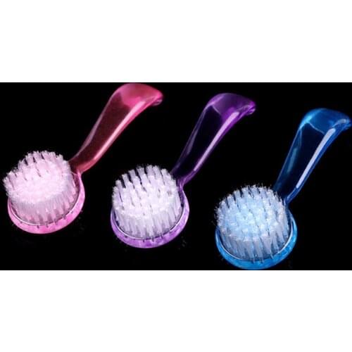 1PCS Round Head Powder Clean Brush with Cap Pedicure Manicure Tools Plastic Nail Brush Make Up Washing Nail Art Dust Random