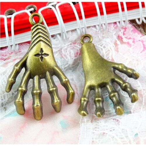 10 pcs 41*26MM Vintage Charms Hand Pendant Antique bronze Plated Fit Bracelets Necklace DIY Metal Jewelry Making