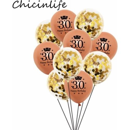 Chicinlife 10Pcs 12inch Happy Birthday 30 40 50 60 Year Old Latex Balloons Birthday Party Confetti Balloon Anniversary Supplies