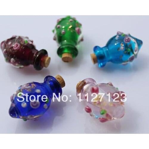 10pcs Perfume vials (18X28MM,0.5ML,Mixed Colors) scent bottle pendant murano glass essential oil vials
