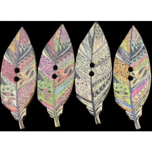 50PCS Leaf Wooden Buttons for Clothes Needlework Scrapbooking Crafts DIY Sewing Accessories Wood Decoration Christmas Button