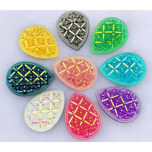 30*40mm Teardrop Shape Sew On Rhinestone Beads Sewing On Strass Marquise Stones Two Holes 6pcs -A21