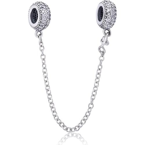 Ajax 925 Sterling Silver Safety Chain Clip Charm For Womens Bangles Fashion Jewelry Making