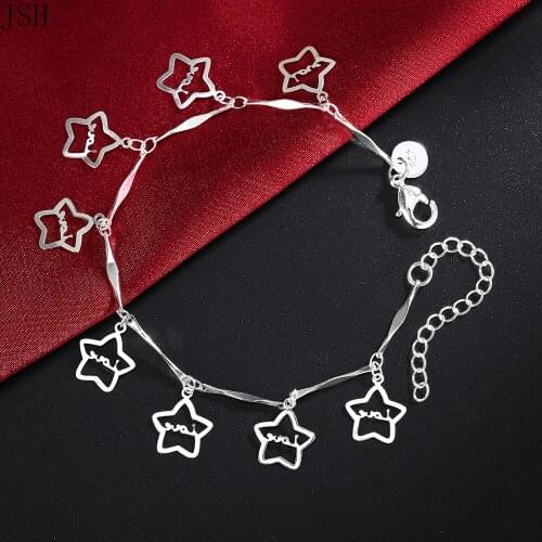 Promotion Silver color exquisite Star gift chain bracelet fashion charm Anklet wedding Cute women lady party gift LH033