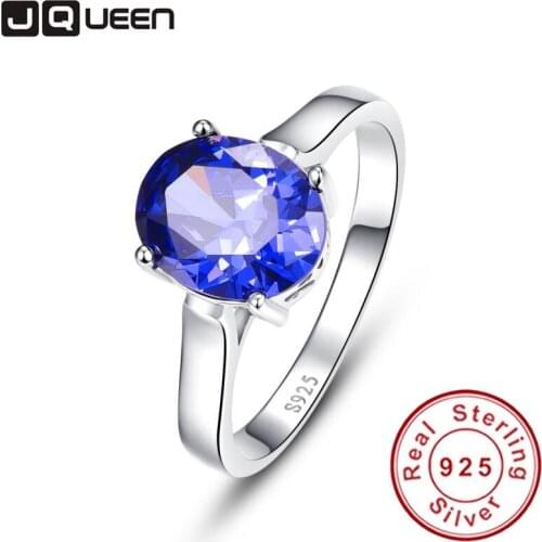 Promotion Wedding Jewelry 4.3carats Blue Crystal Rings Fashion Female Tanzanite Stone Pure Solid 925 Sterling Size 6.7.8.9