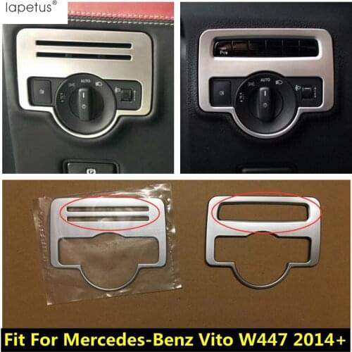 Lapetus Accessories Fit For Mercedes-Benz Vito W447 2014 - 2019 Front Head Lights Lamp Switch Button Frame Molding Cover Trim