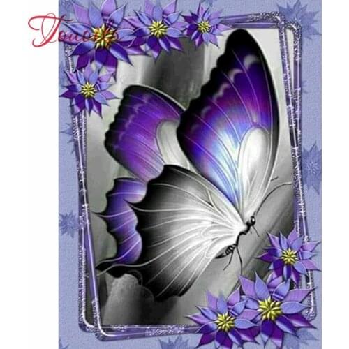 Diamant mosaïque décor à la maison diamant broderie bricolage diamant peinture point de croix kit Animal violet papillon photo
