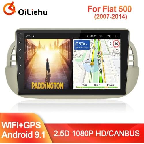 OiLiehu 2 Din Car Radio GPS Navigation For Fiat 500 2007 2008 2009 2010 2011 2012 2013 2din Multimedia Player With EQ WIFI FM
