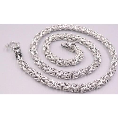 Pure 925 Sterling Silver Chain Width 7mm Dragon Head Special Design Necklace 58cm / 60-61g For Man Lucky Gift