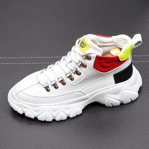 CuddlyIIPanda Men Fashion Casual Ankle Shoes Spring Autumn Luxury Designer Youth Trending Breathable White Thick Bottom Sneakers