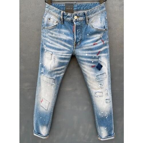 DSQUARED2 color tied up denim, fashion avant-garde, embroidered men and women costumes, DSQ057