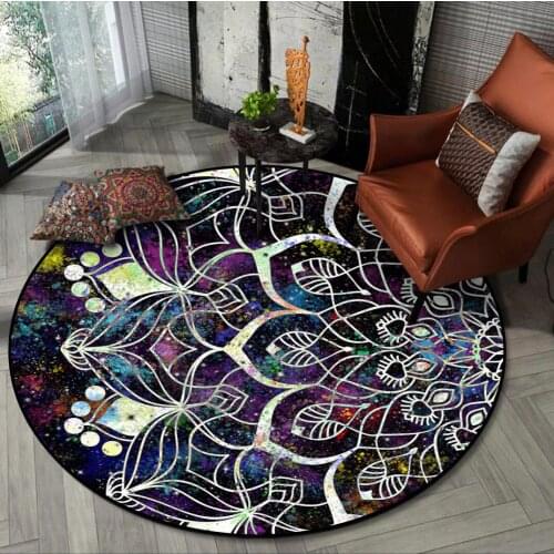 Colorful flower Circle Carpet starry sky area rugs living room bedroom kids round vintage mandala floor mat parlor home Dec