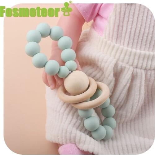 Fosmeteor Wooden Rattles For Kids Montessori Baby Toys Educational Toys Bed Bell Wood Ring Sensory Baby Gym Toy Chew Teether