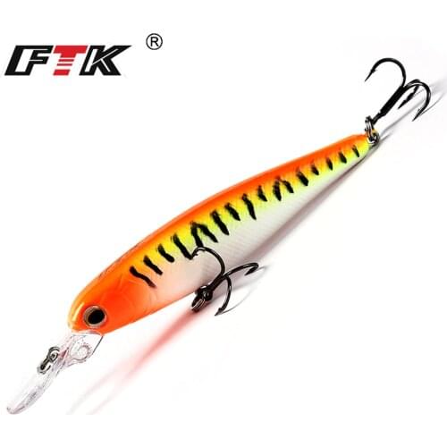 FTK Floating Minnow Hard Fishing bass Lure 1pcs/lot 75mm 8g Aritificial Wobblers Assorted colors quality Fishing Crankbait